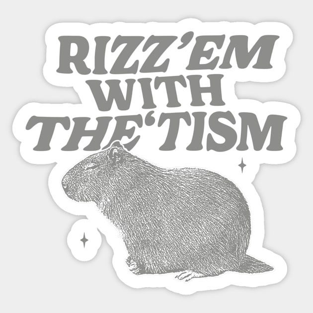 Rizz Em With The Tism Shirt, Funny Capybara Meme Sticker by Hamza Froug